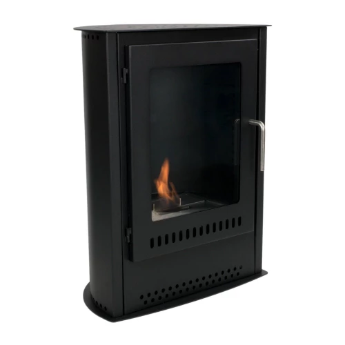 Carson Small Bioethanol Stove Fireplace by ScandiFlames in black, featuring a modern Scandinavian design with manual control.