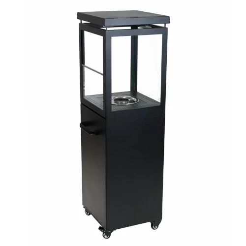 Muztag Premium Fire Paris - Black freestanding outdoor bioethanol fireplace with a sleek design and manual control.