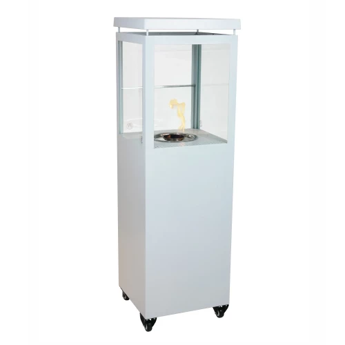 Muztag Premium Fire Paris - White bioethanol fireplace, a stylish floor-standing outdoor heating solution.