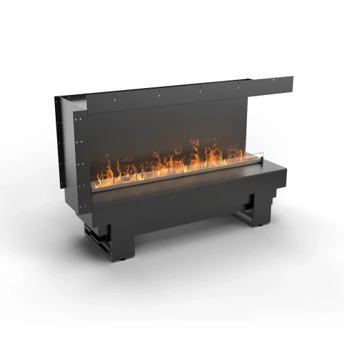 Cool Flame 1000 Right Corner Fireplace – a black, built-in Opti-myst vapour fireplace with remote control for modern interiors.