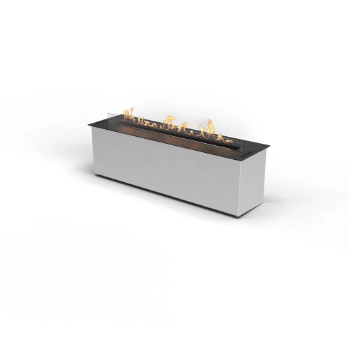 FLA4+ 990 Automatic Bioethanol Burner in sleek black finish with app, remote, and control panel operation.