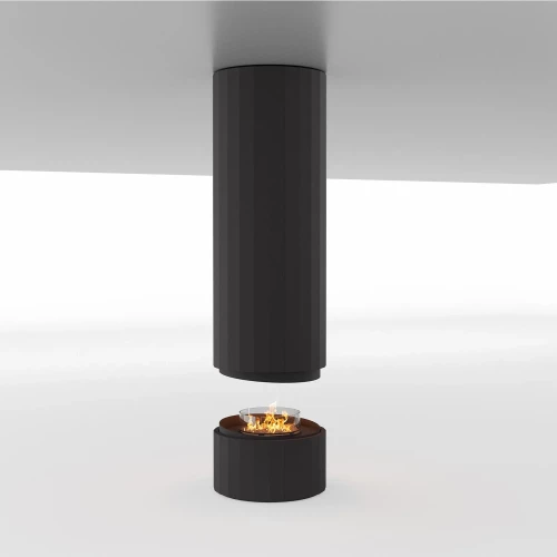 Pillar Suspended Bioethanol Fireplace – a modern loft-style ceiling-mounted fireplace with app and remote control.