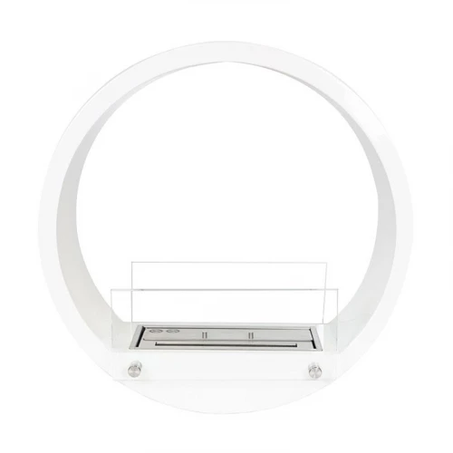 Round Built-in Bio Fireplace - White by ScandiFlames, a two-sided bioethanol fireplace with manual control in an elegant white f