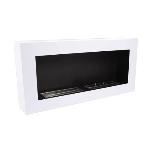 ScandiFlames Large White Wall Mounted Bioethanol Fireplace - 90 cm, sleek modern design, 3-litre burner, manual control.