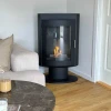 Trenton Bioethanol Stove on Stand by ScandiFlames in black finish, featuring a modern design and efficient heating.