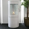 ScandiFlames Bio Wood Stove in White with 360° Flameview, featuring a sleek design and real flame effect.