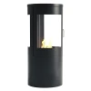 ScandiFlames Columbus Bioethanol Stove with 360-degree view in black, featuring a modern design and efficient heating.