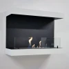 Dakota White 3-sided 80 cm Wall Biofireplace by ScandiFlames – a sleek, wall-mounted bioethanol fireplace with a modern white fi