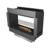 Forma 800 Tunnel bioethanol fireplace in a sleek black finish, offering a two-sided built-in design with automatic control.