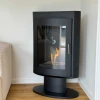 Trenton Bioethanol Stove on Stand by ScandiFlames in black finish, featuring a modern design and efficient heating.