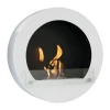 ScandiFlames White Round Wall Mounted Bioethanol Fireplace - A stylish wall-mounted bioethanol fireplace with a sleek white fini