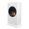 ScandiFlames White Bioethanol Fireplace with Round Cutout – Floor-standing, modern design, 1.2-litre capacity, 6-hour burn time.