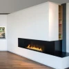 Forma 1000 Right Corner bioethanol fireplace in a sleek black finish, designed for built-in installation with remote control fun