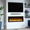 Dimplex Ignite Evolve 100 built-in electric fireplace with a sleek black design and realistic flame effects.