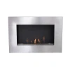 Murus 800 Brushed Steel Bioethanol Fireplace by ScandiFlames – a stylish wall-mounted fireplace with 3L capacity and 7-hour burn