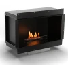 Planika Senso Built-in bioethanol fireplace in black, featuring automatic operation and remote control.
