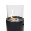ScandiFlames Outdoor Black Freestanding Bioethanol Fireplace with a sleek black design and efficient bioethanol-burning system.