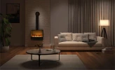 Sogno 500 Wall-mounted Water Vapour Fireplace by Magic Fire by Safretti in sleek black, featuring realistic flame effect and rem
