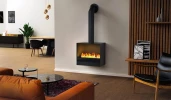 Sogno 500 Wall-mounted Water Vapour Fireplace by Magic Fire by Safretti in sleek black, featuring realistic flame effect and rem