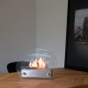 ScandiFlames Circular Table Bio Fireplace in steel with a stylish glass frame for tabletop use.