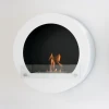 ScandiFlames White Round Wall Mounted Bioethanol Fireplace - A stylish wall-mounted bioethanol fireplace with a sleek white fini