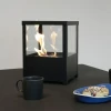Square Table Bio Fireplace - Black by ScandiFlames, a stylish tabletop bioethanol fireplace with a 1-hour burn time and manual c