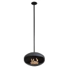 Cocoon Aeris Matte Black with Black Rod – a ceiling-mounted bioethanol fireplace with a sleek matte black finish and modern desi