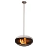 Cocoon Aeris Polished Steel ceiling-mounted bioethanol fireplace with a sleek steel pole, offering modern elegance and efficient