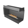 Forma 1200 Right Corner bioethanol fireplace in a sleek black finish with remote control operation.