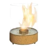 Dancing Flames Table Fireplace in cork finish, featuring a stylish design with a real flame effect and a manual control system.