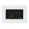 Murus 800 Glossy White wall-mounted bioethanol fireplace by ScandiFlames, featuring a sleek design and manual control.