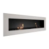 Murus 1600 Matte White wall-mounted bioethanol fireplace by ScandiFlames, featuring a sleek and modern design.