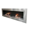 Murus 1600 bioethanol fireplace by ScandiFlames in brushed steel, wall-mounted with a sleek design and 6 kW heat output.