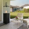 Faro Jet Black Outdoor Gas Heater with manual control and 8kW heat output, ideal for patios and terraces.
