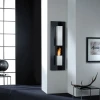 Safretti Riviera LE GL wall-mounted bioethanol fireplace in stainless steel and black with manual control.