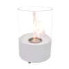 Kennington Round Tabletop Bioethanol Fireplace in White by ScandiFlames. Stylish and compact design with a 0.5L capacity and man