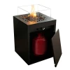 Square Outdoor Gas Fireplace in black with manual control, 10 kW heat output.
