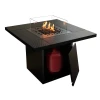 Square Table Outdoor Gas Fireplace in black with a sleek, modern design, offering 10 kW heat output for cosy outdoor settings.