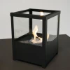 Square Table Bio Fireplace - Black by ScandiFlames, a stylish tabletop bioethanol fireplace with a 1-hour burn time and manual c