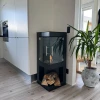 Alaska Corner Bioethanol Stove Fireplace by ScandiFlames – a sleek black bioethanol stove designed for corner placement.