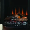 British Fires Ashurst Electric Stove in black with realistic flame effect and remote control.