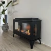 Atlanta Double Bioethanol Stove by ScandiFlames – a sleek black bioethanol stove with a 3-litre capacity and 6-hour burn time.