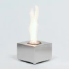 Cube Tabletop Bio Fireplace by ScandiFlames in stainless steel, a sleek and compact bioethanol fireplace for modern interiors.