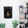 Oregon Wall-mounted Bioethanol Stove by ScandiFlames in black, featuring a sleek design with a 1-litre fuel capacity and manual 