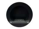 ScandiFlames Round Black Bioethanol Fireplace – Wall-mounted, manual control, 1.5L capacity, 6-hour burn time, black finish.