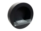 ScandiFlames Round Black Bioethanol Fireplace – Wall-mounted, manual control, 1.5L capacity, 6-hour burn time, black finish.