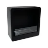 ScandiFlames Square Bioethanol Fireplace with Round Edges in Black - Wall-mounted, manual control, and 6-hour burn time.