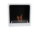 ScandiFlames Square Bioethanol Fireplace with Round Edges - White, wall-mounted, 1.5L capacity, manual control, 6-hour burn time