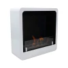 ScandiFlames Square Bioethanol Fireplace with Round Edges - White, wall-mounted, 1.5L capacity, manual control, 6-hour burn time