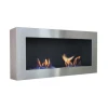ScandiFlames Large Steel Wall Mounted Bioethanol Fireplace in stainless steel, elegant and modern design.